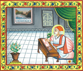 Shri Hariraiji sitting on the floor on 84Baithakji.com